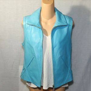 Carlisle Aqua Blue Leather Vest